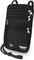 HERO Neck Wallet - RFID Blocking Passport Holder, Easy to Conceal Travel Pouch (Black)