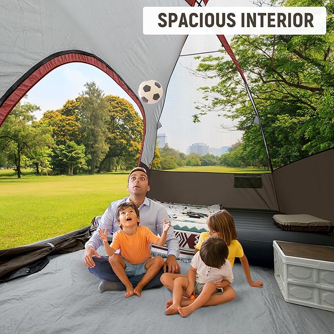 CAMPROS CP Camping Tent 2/4/6 Person, Waterproof Windproof Double Layer Dome Tent, Easy Setup with Large Mesh Windows & Wide Door for Outdoor Camping Backyard