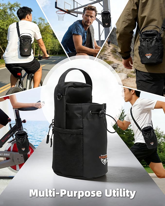 Magnetic Gym Bag for Men Women Magnetic Gym Water Bottle Bag with Phone Pocket & Crossbody Strap Water Bottle Holder for Gym & 5 N52 Strong Magnets for Sports, Travel, Fitness, Gifts