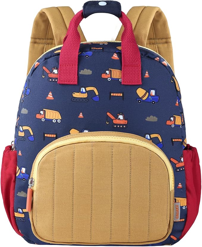 GAGAKU Toddler Backpack for Boys 2-4 years Kids Backpack Mini Backpack Cartoon Breathable Comfortable Preschool Backpack for School Travel - Orange Digger
