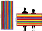 COTTON CRAFT Oversized Beach Towels - 2 Pack Summer of Siam XXL 35x84- The Big Kahuna 7 Foot Extra Large Beach Blanket Towel - Big & Tall - 100% Cotton Velour Plush Soft Luxury - Multi Color Stripe