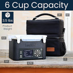 LunchEAZE XL Cordless Heated & Electric Lunch Box – Battery-Powered, 6-Cup Capacity, 220°F, Automatic Scheduled Heating, Insulated Bag for Hot Meals Anywhere