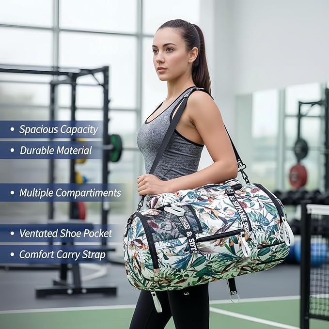 Gym Duffle Bag Backpack with Shoe Compartment,4 ways Travel Backpack for Women and Men,Multi-Functional Weekender bag with Waterproof Layer&Laptop Compartment for Fitness, Travel,Camping