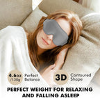 Sleep Eye Mask for Men Women, Weighted Sleeping Mask for Side Sleeper, Travel Blackout Night Blindfold Eye Shade Cover with Adjustable Strap (Silver Gray)