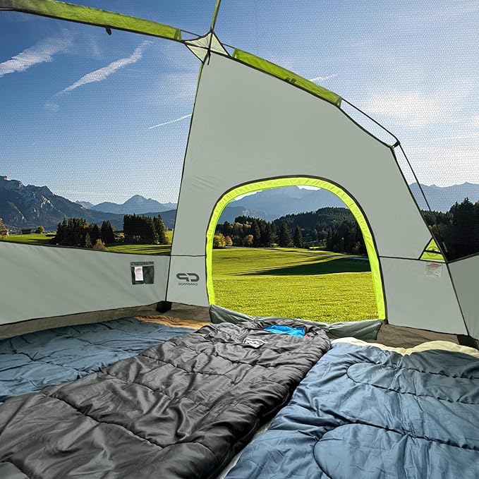 CAMPROS CP Camping Tent 2/4/6 Person, Waterproof Windproof Double Layer Dome Tent, Easy Setup with Large Mesh Windows & Wide Door for Outdoor Camping Backyard