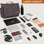 ESTARER Computer Messenger bag Water-resistant Canvas Shoulder Bag 15.6 Inch Laptop for Travel Work, Grey