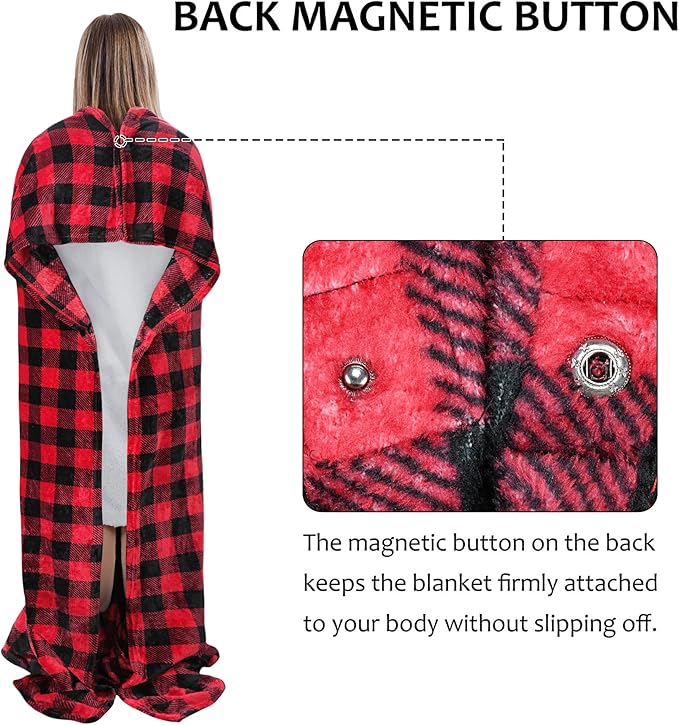 Tirrinia Travel Blanket Pillow - Wearable Airplane Blanket with Feet Pockets for Long Flights, Airplane Accessories Blanket Robe for Women and Men, Gift for Her
