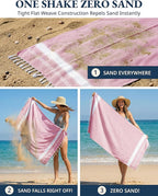 LANE LINEN Turkish Beach Towels Set of 6 – Pre-Washed, Sand-Free, Quick Dry, Lightweight Travel Towels for Women, Soft Bath Beach Towels, 39"x71" – Coastal Bliss