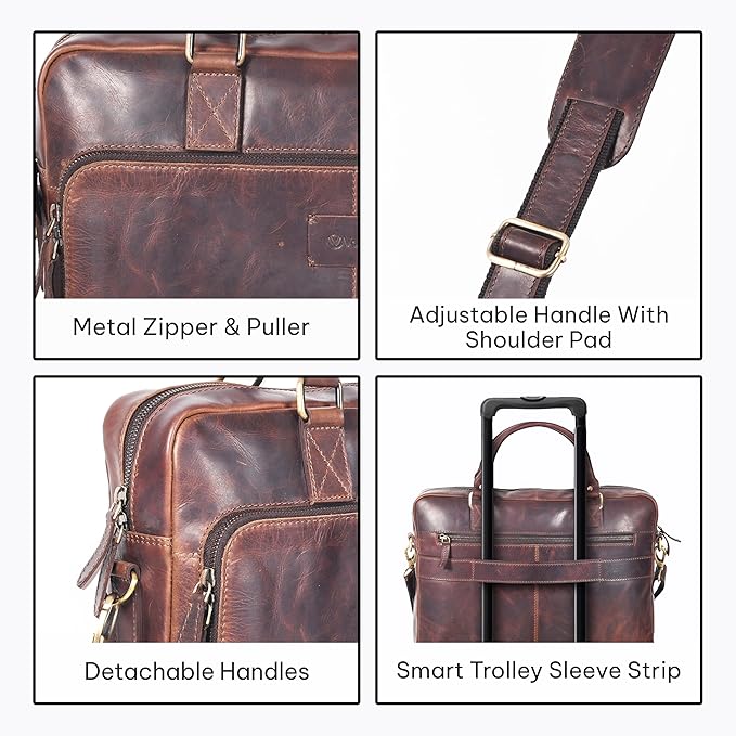 VALENCHI Leather Laptop Messenger Bag for Men