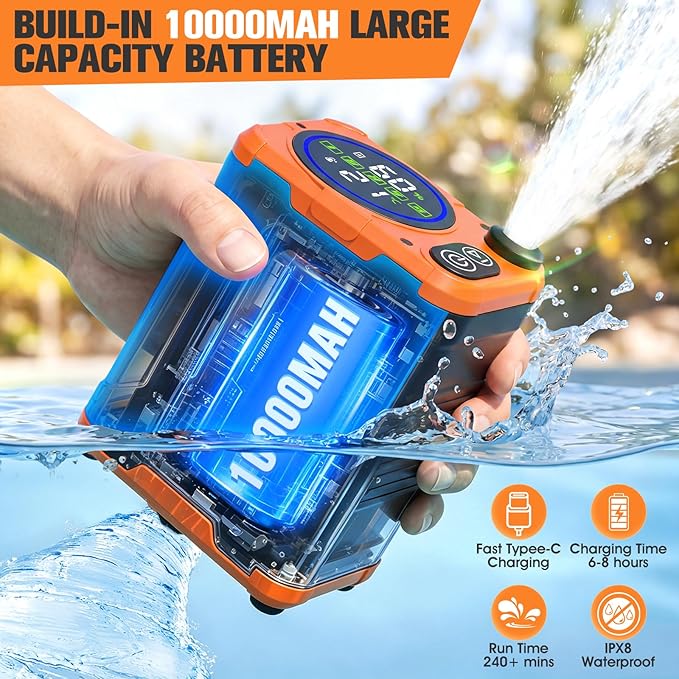 2026 Upgraded Portable Camping Shower with Portable Shower Pan,10000Mah Rechargeable Portable Shower Head with Camp Shower Floor,Outdoor Shower Pan with Drain Hose,5 Spray Portable Shower Pump