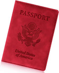 Passport Holder for Travel Essentials,RFID Blocking Passport Cover Wallet Card Case for Women and Men (Red)