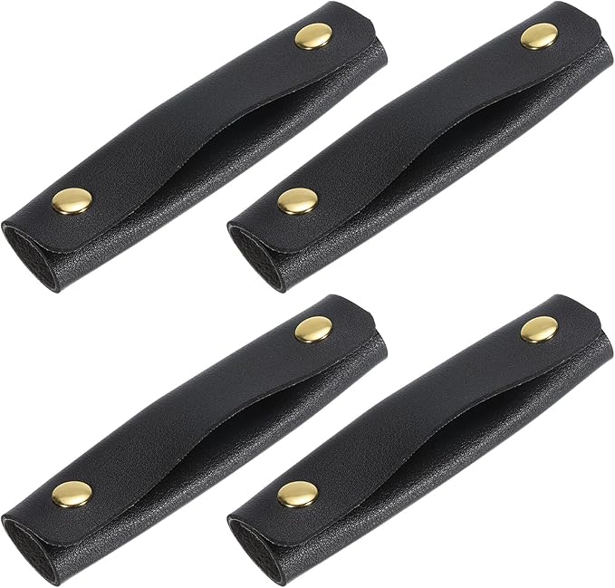 uxcell 4Pcs Handbag Handle Wrap Covers, PU Leather Luggage Grip Protector for Suitcases, Shopping Bag (13x10cm, Black)
