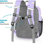 STEAMEDBUN Corduroy Kids Backpack for Girls 3-8, Girls Backpack for Elementary Kindergarten - Purple Bow