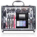 SHANY Carry All Trunk Makeup Train Case with Re-usable Aluminum Beauty Storage Organizer Case. Make up Set with Eye palettes, Blushes,Face Powders, Manicure, Pedicure and Cosmetics Brushes. GIFT SET