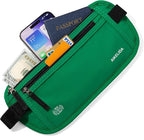 Money Belt - Slim Passport Holder RFID Blocking Travel Wallet Undercover Fanny Packs for Men Women - Green