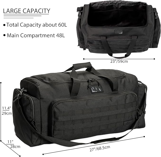 APRILBAY Super Quality 60L Large Duffel Travel Bag Luggage Foldable Bag Cargo Sport Gear Equipment Skiing Hardware Bag Heavy Duty& Durable(Black)