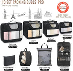 Veken 10 Set Packing Cubes for Travel Essential, Suitcase Organizer Bags in 4 Sizes, Carry-On Luggage Accessories with Large Laundry & Hanging Toiletry Bag, Must-Have for Airplane, Road Trip & Camping