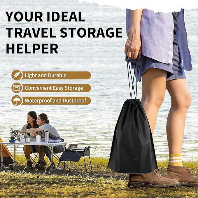 Shoe Bags for Travel, 15.7" x 11.8" Travel Shoe Bags for Packing, Large Waterproof Portable Drawstring Travel Shoe Storage Bag Travel Essentials Women for and Men (Black)