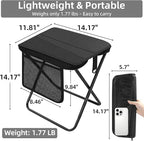 Portable Folding Camp Stool with Side Pocket, Taller Foldable Camping Stool for Adults, Metal Backpacking Stool Lightweight Mini Folding Chair, Compact Camping Seat Travel Fishing Hiking Mobile Chair
