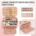 OCHEAL Makeup Bag, Multifunctional Make Up Bags Large Compact Makeup Bag Organizer Cosmetics Toiletry Brushes Storage Makeup Case with Handle for Women Girls Makeup Case with Handle-Pink