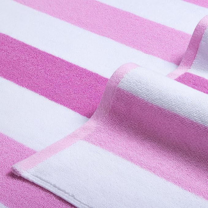 Bornbay Large Beach Towel Oversized - 40"X70" Big Cute Beach Towels, Extra Large Thick Pink Stripe Towels, XL Wide Fluffy Swimming Towel Oversize, Giant Mauve Stripe Cotton Pool Towel for Adults