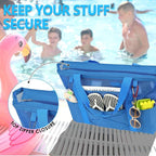 Fammart Mesh Beach Bag, Large Beach Tote with Zipper Pocket, Toys Pool Bag for Family Travel Vacation Cruise Essentials