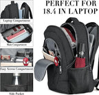 BIKROD 45L Extra Large Travel Laptop Backpack for Men and Women, Carry on Back Pack Fit 18.4 IN Laptop, Black, Gift