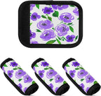 4 Pack Purple Flowers Luggage Handle Wrap, Detachable Luggage Tag, Neoprene Suitcase Wrap with Comfort Grip & Bright Identifier for Suitcase, Travel Bag, Sports Bag