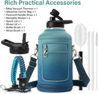 DYSANKY Insulated Water Bottle | Thickened Stainless Steel Vacuum Metal | Portable Sports Half Gallon Large Water Jug for Gym and Hiking with Straw, Carrier Bag, Handle Strap | BPA-Free 64 oz