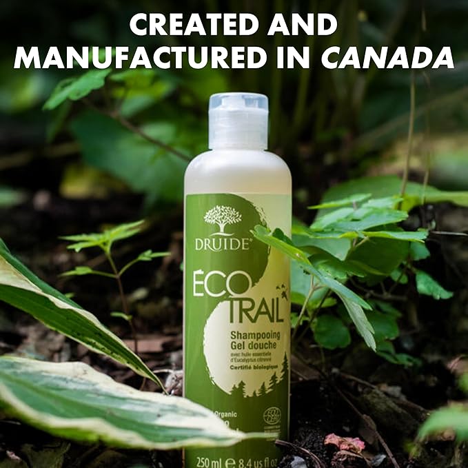 Ecotrail Shampoo & Shower Gel for Women & Men Care Bath – 3-in-1 Face, Body & Hair Shampoo ,Care Bath Certified Organic, Ecological Cleansing Gel – 250 ml (8.4oz) bottle Lemon Eucalyptus
