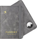 Stouchi AirTag Passport Wallet, Grey, Unisex, Faux Leather, RFID Blocking, Anti-Waterproof