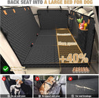 Lekereise 400LBS Hard Bottom Dog Car Hammock - 600D Heavy Duty Waterproof Dog Seat Cover Back Seat Extender, Mesh Window & Storage Pockets, Universal Fit for Sedans SUVs Trucks, Supports Large Dogs