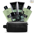 Yard House Mens Luxury Bath and Body Gift Set For Him - Skin Care Kit in Eucalyptus and Mint - Fathers Day Birthday Christmas Gifts Ideas For Men - 7Pcs Set w. Full Size Items in Leather Toiletry Bag