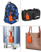 3 Pack Luggage Tags - Quick Install, Privacy Protection, Airplane Travel Essentials for Suitcases, Durable Leather - Orange