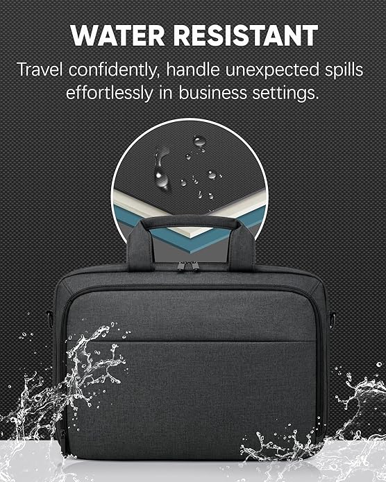 Bulado Laptop Bag with File Organizer, Water-Resistant Laptop Case, 15.6 Inch Multi-Compartment Work Bag for Men and Women, Carry-On for Business Commute Work Travel Trip