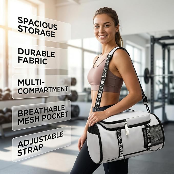 Gym Duffle Bag Backpack with Shoe Compartment,4 ways Travel Backpack for Women and Men,Multi-Functional Weekender bag with Waterproof Layer&Laptop Compartment for Fitness, Travel,Camping