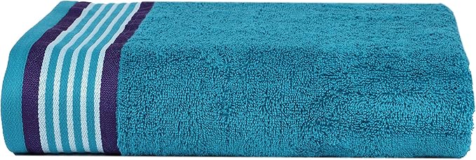CASA COPENHAGEN He & She 6Pcs 100% Egyptian Cotton Large Designer Towels Gift Set- Indigo - Teal, 550GSM, 2Bath 2Hand 2Washcloths, Bath Towels for Bathroom (Gift Set for Women & Men)