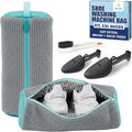 Shoe Washing Machine Bag – 2 Pcs Reusable Laundry Shoe Bag, 360° Deep Cleaning Sneaker Washing Bag, Durable Mesh Net with Zipper Protection, Fits All Shoe Types & Sizes (Grey, 14.8 × 7.4 Inches)