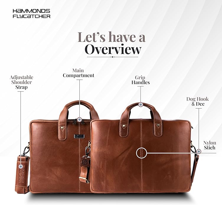 HAMMONDS FLYCATCHER Genuine Leather Laptop Bag for Men, Padded 15.6" Laptop Sleeve, Leather Messenger Bag for Men Briefcases