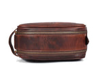 10" Premium Leather Toiletry Travel Pouch With Waterproof Lining Black Color | King-Size Handcrafted Vintage Shaving Kit By Aaron Leather Goods