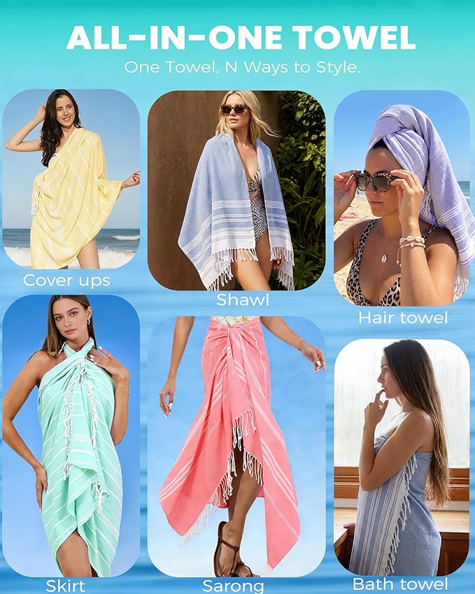 Turkish Beach Towels Vacation Essentials Quick Dry Sand Free Women Happy Birthday Gift Ideas Mom Mother Wife Sister Her Teacher Best Friend Retirement 50th 40th 30th Godmother Proposal