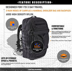 Miramrax Travel Duffle Bag Backpack for Men - Large Tactical Bags Weekender Gym Bag for Overnight Traveling Military Workout Deployment Sports (Black, 45L)