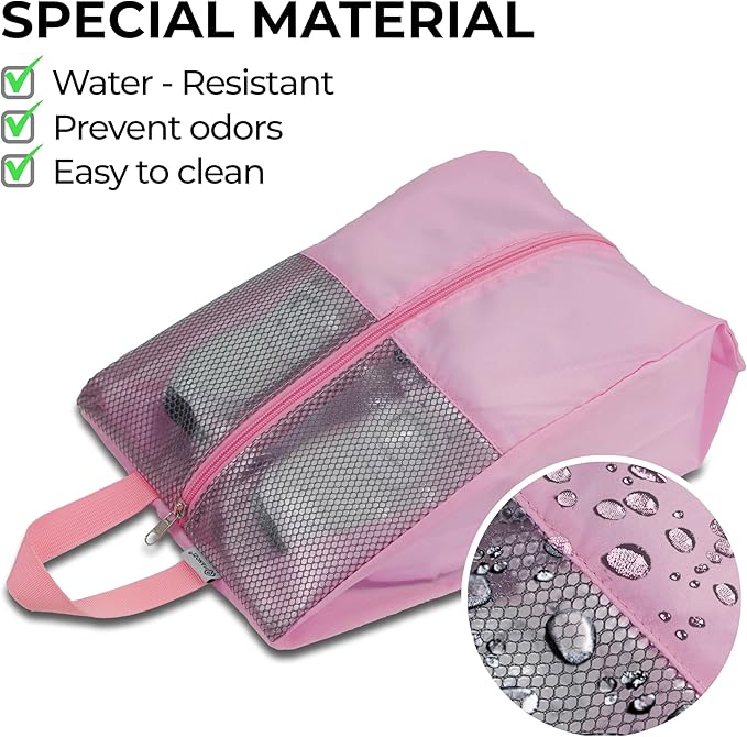 Shoe Bags For Travel, Used As For Storage or Shoe Travel Bag, Featuring Waterproof Nylon Sneaker Bag. (Light Pink, 2 Pack, Large)