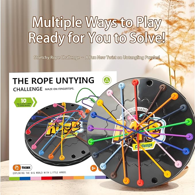 lartoys Rope Untangling Puzzle Game, Mini Travel Size Educational Strategy Board Game for Kids & Adults, Family Travel Party Games with Multi-Level Challenges, Gifts for All Ages