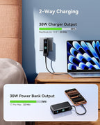 INIU Portable Charger, 10000mAh 30W Fast Charging Power Bank, Built-in USB C Cable and Foldable AC Plug, Travel Essentials Battery Pack for iPhone 16 15, Samsung S25 S24, MacBook