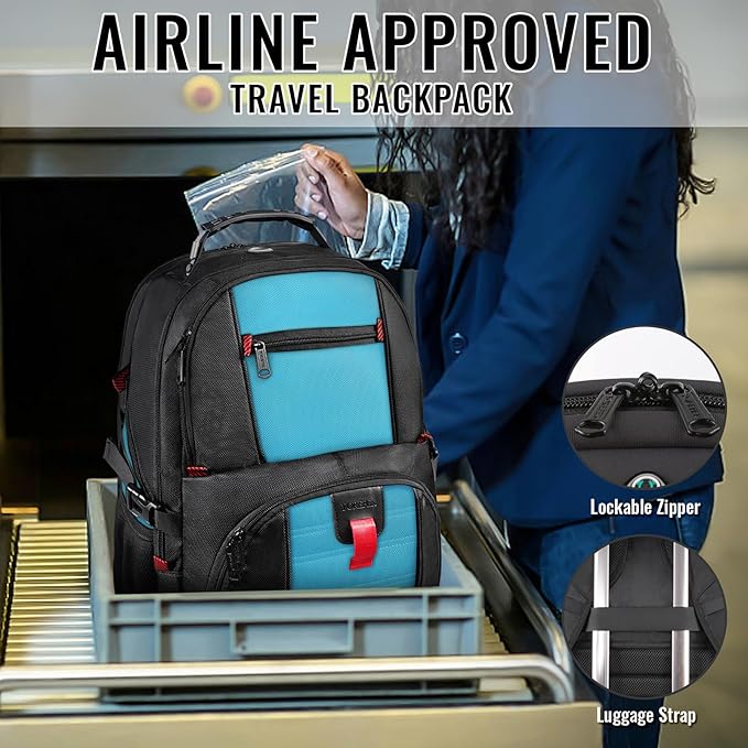 YOREPEK Large Backpack for Men, Extra Large Laptop Backpacks for Men Women, Water Resistant Travel Backpack Airline Approved Business Work Bag Fits 18.4 Inch Computer, Black