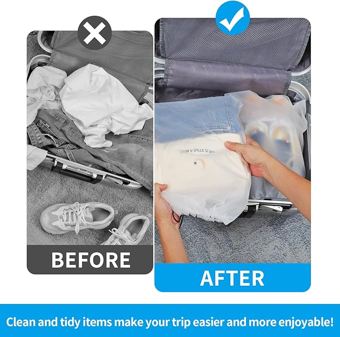 COIDEA, Waterproof Travel Drawstring Shoe Bags for Packing, Storage, Travel Essentials for Men and Women, 15.7 x 11.8 inches, Clear, 5 pieces