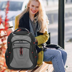 KROSER TSA Friendly Travel Laptop Backpack 17.3 inch XXXL Gaming Backpack Water-Repellent College Daypack Business Backpack with RFID Pockets & USB Port for Men/Women-Black/Grey