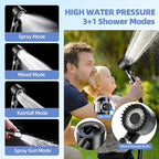 Portable Shower for Camping, Filtered Camping Shower, IPX8 Waterproof，6000mAh Rechargeable Outdoor Camp Shower Pump with LED Display, 4 Spray Modes for Hiking, Travel, Pet