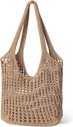 Tavaleu Crochet Tote Beach Bags for Women, Mesh Beach Tote Knit Bag, Summer Vacation Aesthetic Boho Hobo Shoulder Bag